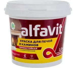Краска для печей и каминов 1,3кг белая Термостойкая Алфавит Альфа