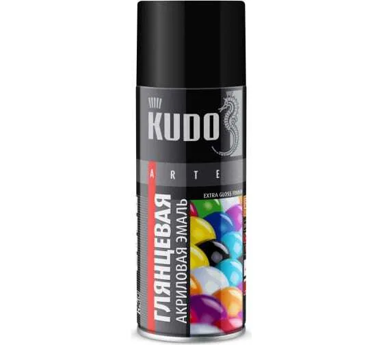 Аэроз-краска акриловая Кудо 520мл черная глянц. КУ-А9005