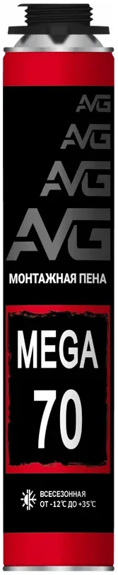 Пена AVG Мега 70 всесезонная 850мл полиурит монтажная проф