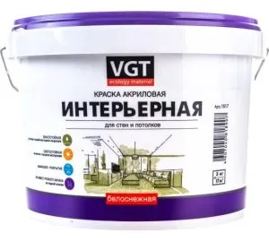 Краска В/Д 3кг интерьерная белоснеж В/Д-АК-2180 ВГТ