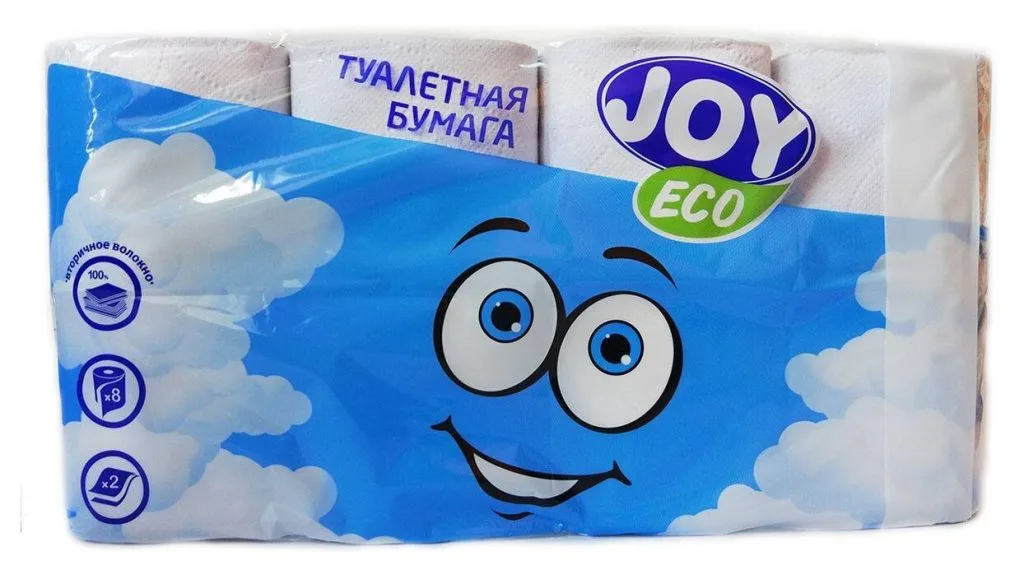 Бумага туалетная Эко Джой 2слоя 8шт/уп