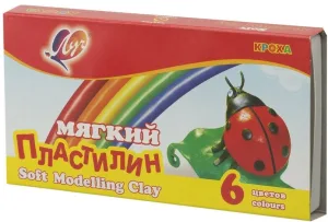 Пластилин восковой Луч Кроха мягкий 6 цветов 99г со стеком
