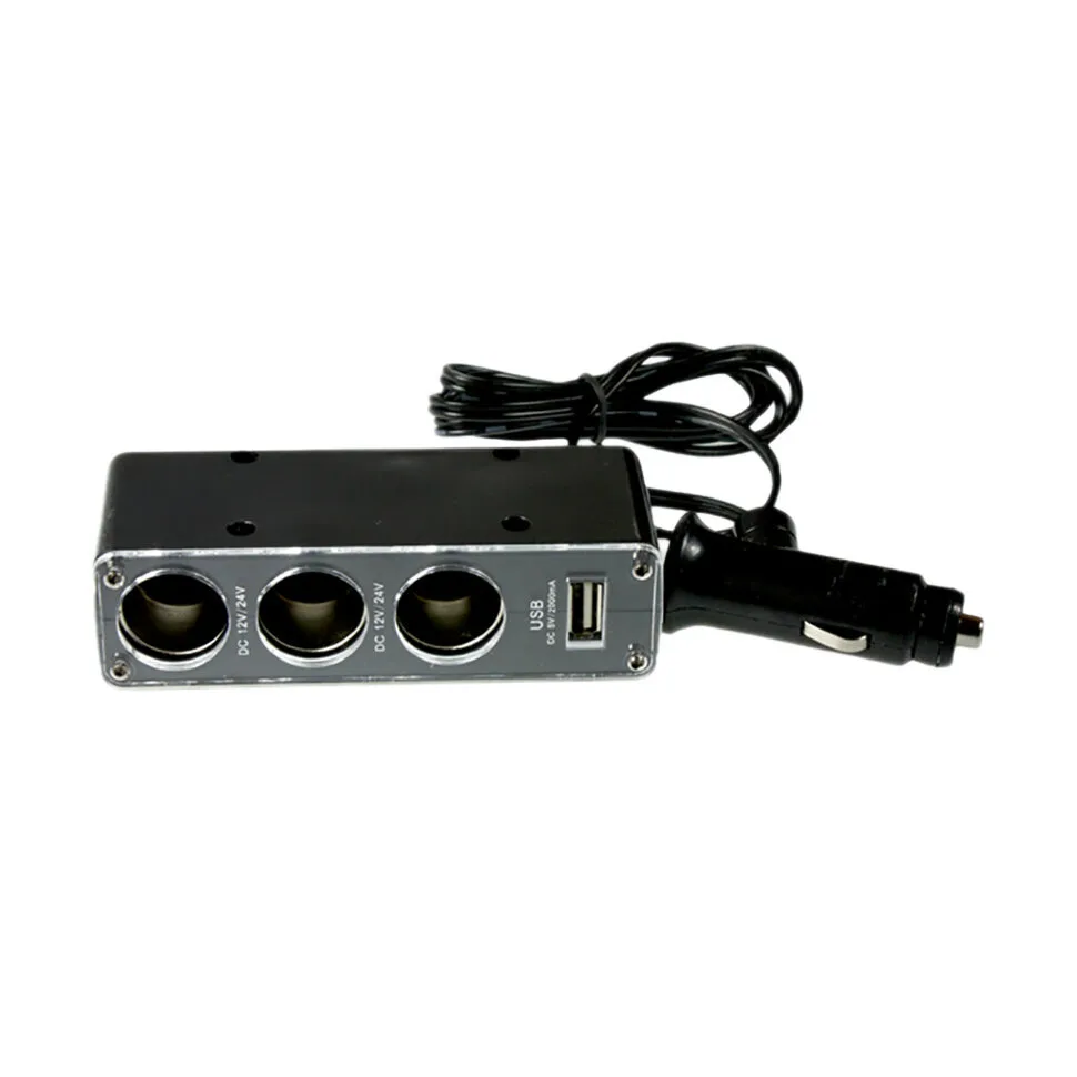 Разветвитель прикуривателя (3 гнезда) + один USB-порт "SKYWAY". (S02301007)