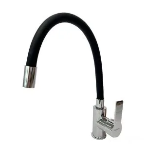 Смеситель для кухни Дорон DC 2655-BLACK-N шаровый, черный ,гибкий силиконовый излив