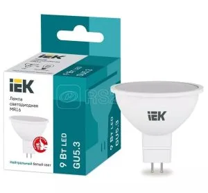 Лампа светодиодная 9Вт MR16 GU5,3 софит 4000К(нейтр бел)IEK