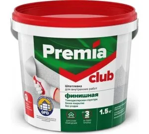 Шпатлевка PREMIA CLUB финишная вн.работ 1,5кг ЯК