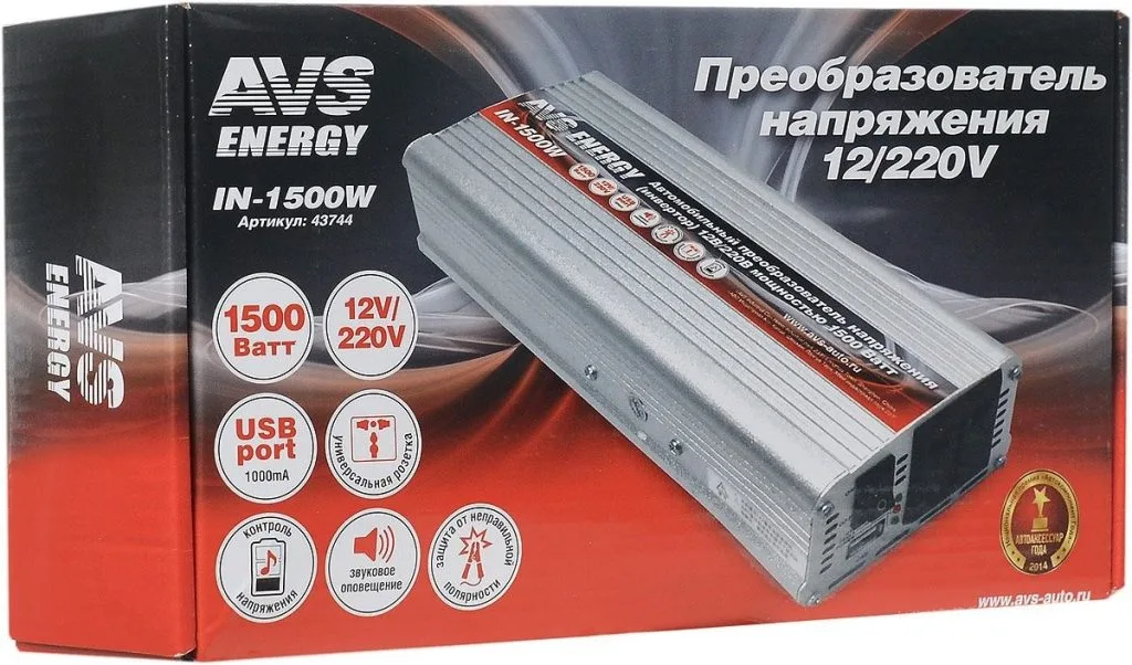 Преобразователь напряжения AVS IN (1500 Вт) 12/220В