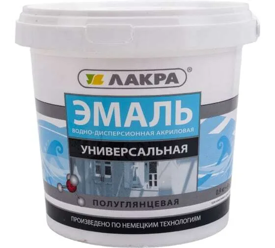 Эмаль акрил универсальная бел п/глянцевая 0,9кг Л-С
