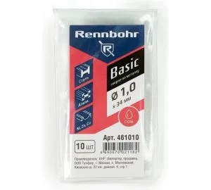 Сверло по металлу  1,0мм, HSS-R RENNBOHR BASIC PROM