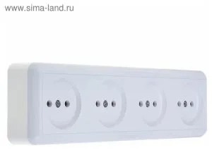 Розетка четырехместные ОП Оптима 16А (в компл. с монтажной пластиной) бел. Кунцево