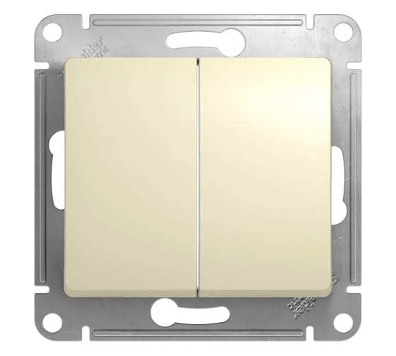 Выключатель 2-кл СП Корса 10А IP20 крем. +накл.