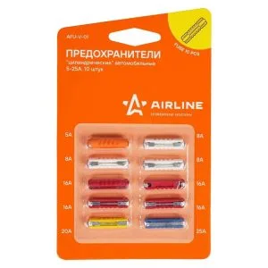 Предохранители цилиндрические пластик. 5-25А 10шт Аирлайн