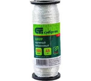 Шнур кручёный капроновый, 1,5 м, L 100 м, на катушке, Россия СИБРТЕХ