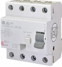Выключатель дифференциального тока (УЗО) EFI-4 25A/0.1A 4 полюса тип AC 10kA х-ка inst. ETI (0020616