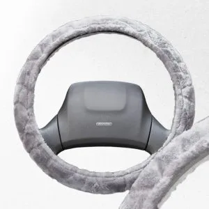 Оплетка на руль L 39-41 см. серая меховая ЕСО SKYWAY (S01107014)