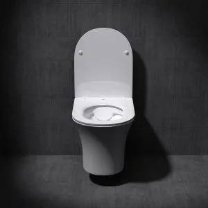 Унитаз напольный Бетта безоботковый, тонкое сиденье микролифт Акватек