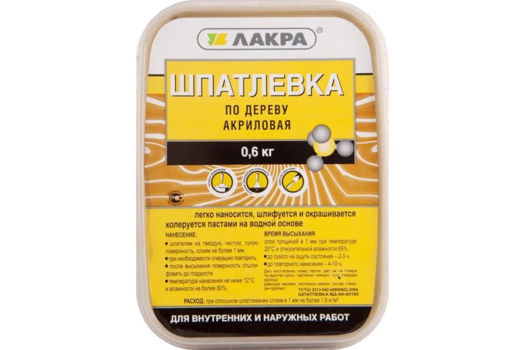 Шпатлевка по Дереву белый 0,6кг Л-С