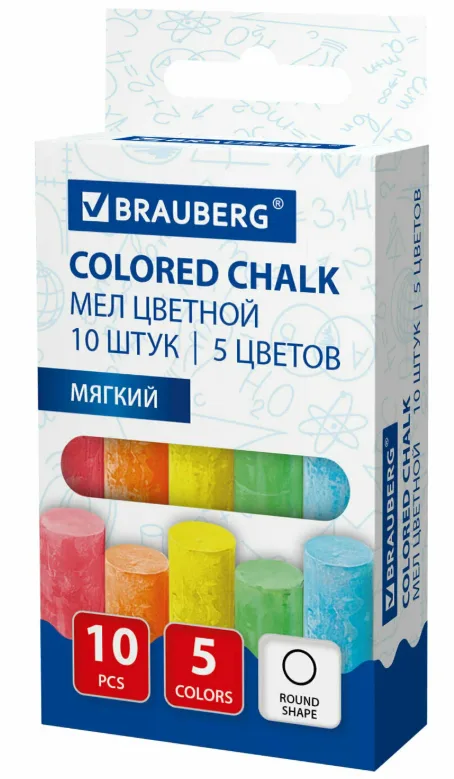 Мелок цветной круглый мягкий Комплет 10шт Браунберг