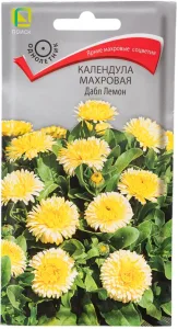 Семена цветов Календула махровая Дабл Лемон (цв 0,1гр)
