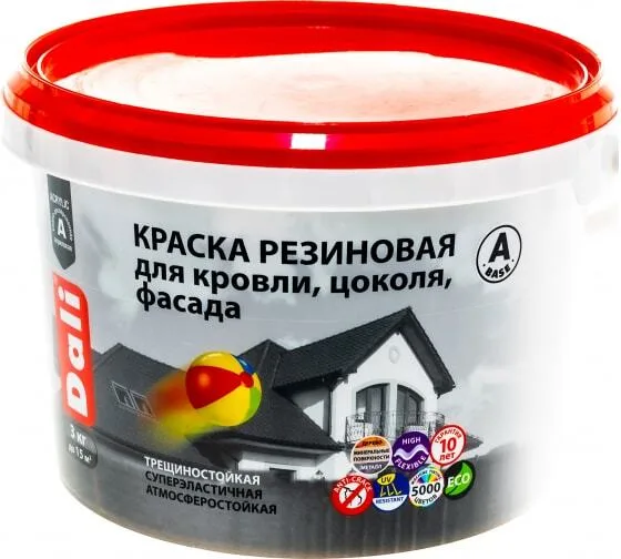 Краска резиновая 3кг белая "DALI" База А РОГДЕНА