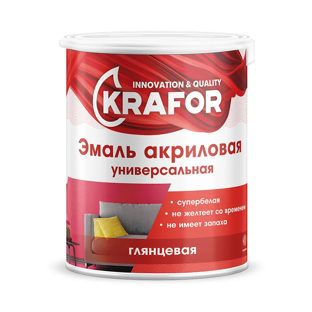 Эмаль акрил. глянцевая супербелая 1кг Крафор