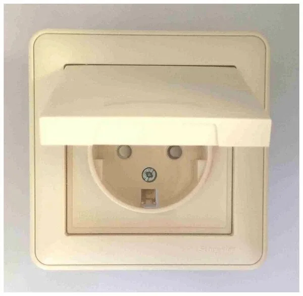 Розетка одинарная СП W59 16А IP20 с зазем, защ. шторки. Слон.кость