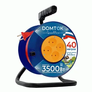 Силовой удлинитель на катушке ПВС 2х1.5 4роз. 40м 16А 3.5кВт